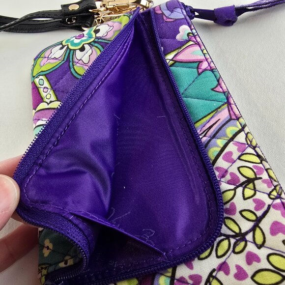 Vera Bradley Wristlet Womens Purple Floral Quilted Zip Pouch Wallet 7x4 - Picture 8 of 11